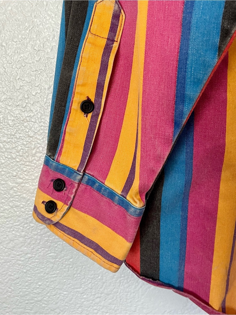 Rare 90’s Wrangler Brushpopper USA Striped Western X-Long Tails Shirt 17.5-35 - Picture 6 of 10